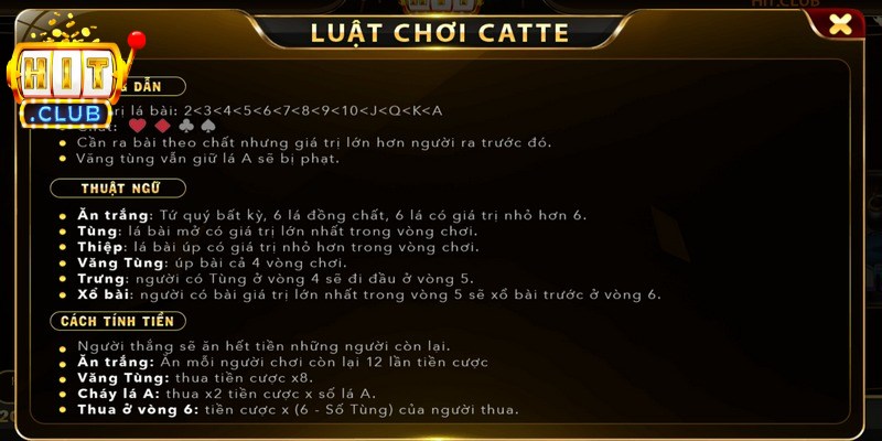 Luật chuẩn cho ván Catte chuẩn chỉnh và luôn công bằng