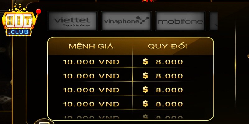 Thưởng Nạp Thẻ Cào Hấp Dẫn Hitclub Cập Nhật Hàng Ngày 4 Tránh nạp thẻ mệnh giá quá thấp sẽ không được hưởng ưu đãi